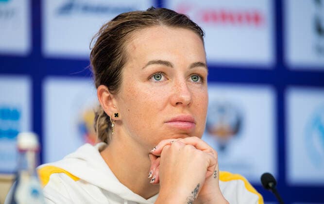 March 18, 2021, ST PETERSBURG, RUSSIA: Anastasia Pavlyuchenkova of Russia talks to the media after the second round at the 2021 St. Petersburg Ladies Trophy WTA, Tennis Damen 500 tournament ST PETERSBURG RUSSIA - ZUMAa181 20210318_zaa_a181_210 Copyright: xRobxPrangex