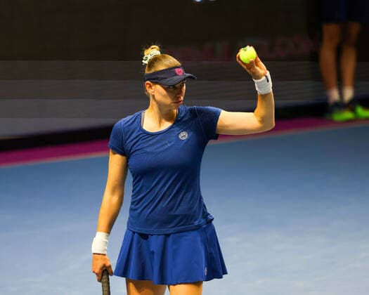 March 19, 2021, St.Petersburg, Russia: Vera Zvonareva of Russia playing against Anastasia Gasanova of Russia during the St.Petersburg Ladies Trophy 2021 tennis tournament at Sibur Arena..Final score: St.Petersburg Russia - ZUMAs197 20210319_zaa_s197_139 Copyright: xMaksimxKonstantinovx