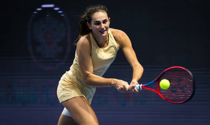 March 19, 2021, ST PETERSBURG, RUSSIA: Anastasia Gasanova of Russia in action during the quarter-final at the 2021 St. Petersburg Ladies Trophy WTA, Tennis Damen 500 tournament against Vera Zvonareva of Russia ST PETERSBURG RUSSIA - ZUMAa181 20210319_zaa_a181_017 Copyright: xRobxPrangex