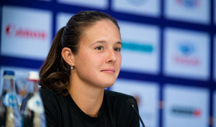 Mandatory Credit: Photo by Rob Prange Shutterstock (11803320cn) Daria Kasatkina of Russia talks to the media after reaching the semi-final at the 2021 St. Petersburg Ladies Trophy WTA, Tennis Damen 500 tournament WTA St Petersburg Ladies Trophy, Tennis, St Petersburg, Russia - 19 Mar 2021 WTA St Petersburg Ladies Trophy, Tennis, St Petersburg, Russia - 19 Mar 2021  Copyright: xRobxPrange Shutterstockx 11803320cn
