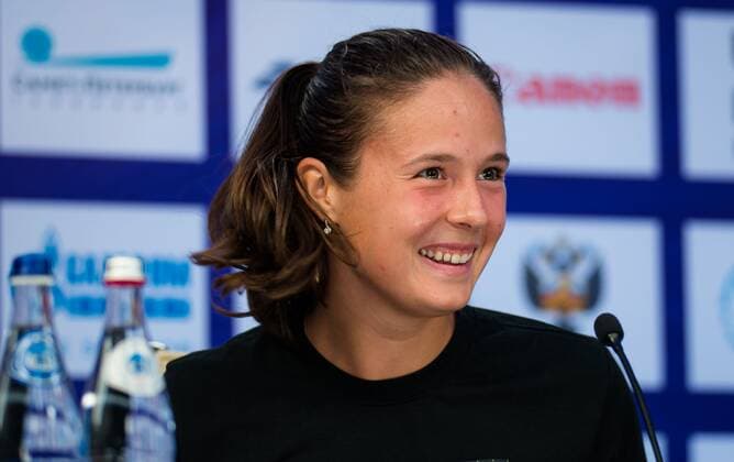 Mandatory Credit: Photo by Rob Prange Shutterstock (11803320ct) Daria Kasatkina of Russia talks to the media after reaching the semi-final at the 2021 St. Petersburg Ladies Trophy WTA, Tennis Damen 500 tournament WTA St Petersburg Ladies Trophy, Tennis, St Petersburg, Russia - 19 Mar 2021 WTA St Petersburg Ladies Trophy, Tennis, St Petersburg, Russia - 19 Mar 2021  Copyright: xRobxPrange Shutterstockx 11803320ct