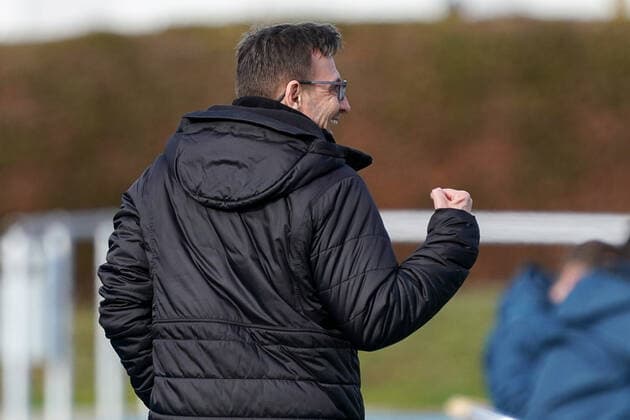 Alexander Ziegler coach, head coach, FCI clenches his fist, cheers about the goal to 1 3, jubilation, goal cheer, goal success, celebrate the goal, goal, celebration, cheering about the goal, optimistic, game scene, highlight, single image, Action, Action, 20 03 2021, Sinsheim Germany , Football, 2 Frauen Bundesliga Süd, TSG 1899 Hoffenheim II U20 FC Ingolstadt, DFB DFL REGULATES PROHIBIT ANY USE OF PHOTOGRAPHS AS IMAGE SEQUENCES AND OR QUASI VIDEO xozx