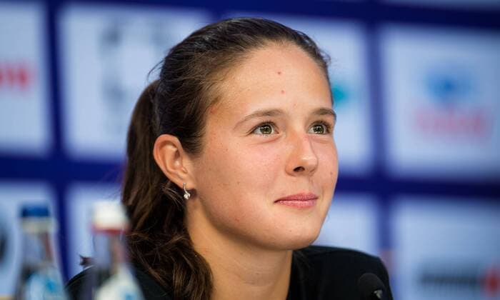 Mandatory Credit: Photo by Rob Prange Shutterstock (11803321ce) Daria Kasatkina of Russia talks to the media after making the final of the 2021 St. Petersburg Ladies Trophy WTA, Tennis Damen 500 tournament WTA St Petersburg Ladies Trophy, Tennis, St Petersburg, Russia - 20 Mar 2021 WTA St Petersburg Ladies Trophy, Tennis, St Petersburg, Russia - 20 Mar 2021  Copyright: xRobxPrange Shutterstockx 11803321ce