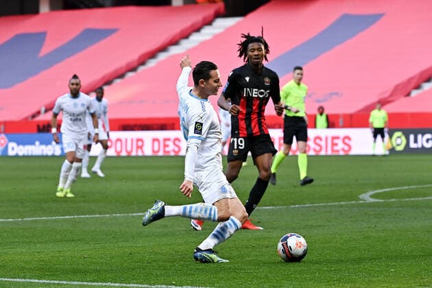 26 FLORIAN THAUVIN (OM) FOOTBALL : Nice vs Marseille - Ligue 1 Uber Eats - 20 03 2021 FEP Panoramic 