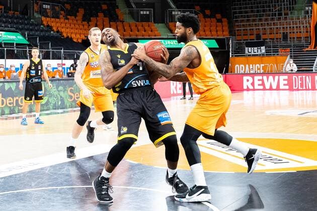 Jamel McLean MHP Riesen Ludwigsburg 07 GER, Ratiopharm Ulm vs MHP Riesen Ludwigsburg, easycredit 1 Bundesliga Basketball, 24 matchday, season 2020 21, 20 03 2021 Ratiopharm Ulm vs MHP Riesen Ludwigsburg, 1 Basketball Bundesliga New Ulm. Copyright: xEibner-Pressefoto RogerxBuerkex EP_EER