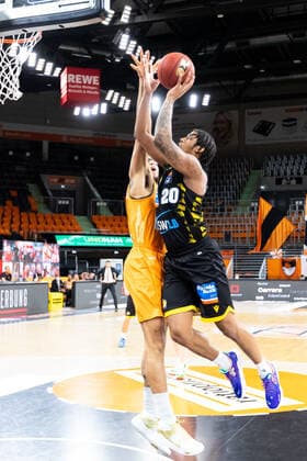 Desi Rodriguez MHP Riesen Ludwigsburg 20 GER, Ratiopharm Ulm vs MHP Riesen Ludwigsburg, easycredit 1 Bundesliga Basketball, 24 matchday, season 2020 21, 20 03 2021 Ratiopharm Ulm vs MHP Riesen Ludwigsburg, 1 Basketball Bundesliga Neu Ulm Copyright: xEibner-Pressefoto RogerxBuerkex EP_EER