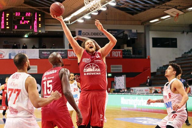 20 03 2021, xovx, Basketball BBL, JobStairs Gießen 46ers s Oliver Würzburg v l Alex King s Oliver Würzburg , Brandon Bowman Gießen 46ers , John Bryant Gießen 46ers , Joshua Obiesie s Oliver Würzburg Gießen Sporthalle Gießen Ost Hessen Germany EN