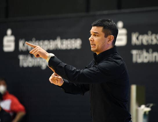 Basketball 2 Bundesliga 2020 2021 7 matchday in Rottenburg at Volksbank Arena 20 03 2021 Tigers Tuebingen wiha Panthers Schwenningen coach Daniel Jansson Tigers