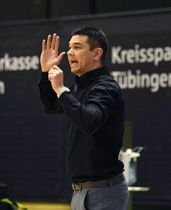 Basketball 2 Bundesliga 2020 2021 7 matchday in Rottenburg at Volksbank Arena 20 03 2021 Tigers Tuebingen wiha Panthers Schwenningen coach Daniel Jansson Tigers