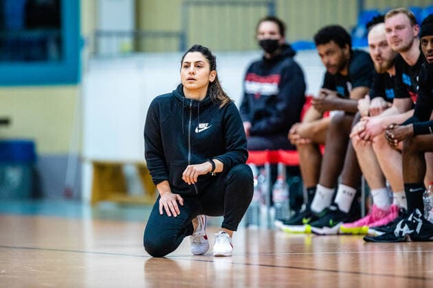Coach Sükran Gencay ETV Hamburg Basketball during the season 2020 21 Men in the Barmer Bundesliga ProB between BSW Sixers and ETV Hamburg Basketball at the Ballsporthalle Sandersdorf on 20 March 2021 in Sandersdorf, Saxony Anhalt, Germany