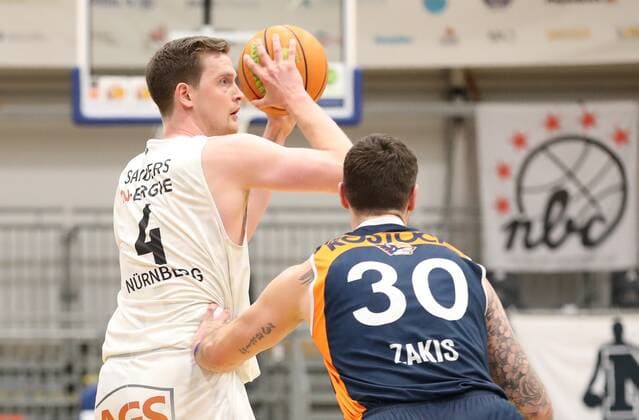 20 03 2021 Basketball Season 2019 2020 2 Bundesliga Pro A 27 Spieltag Nürnberg Falcons Basketball Club NBC Rostock Seawolves DaMa Moritz Sanders 4, Nürnberg Falcons BC NBC Ronalds Takis 30, Rostock Seawolves
