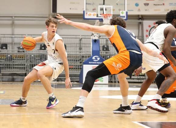 20 03 2021 Basketball Season 2019 2020 2 Bundesliga Pro A 27 Spieltag Nürnberg Falcons Basketball Club NBC Rostock Seawolves DaMa Christian Feneberg 7, Nürnberg Falcons BC NBC Sid Marlon Theis 19, Rostock Seawolves