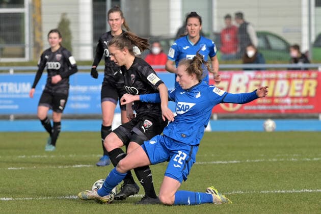 Sinsheim, Germany 20 March 2021 2 FBL 2020 2021 TSG 1899 Hoffenheim U20 vs FC Ingolstadt from left Stefanie Reischmann FC Ingolstadt and Vanessa Diehm TSG 1899 Hoffenheim U20 Helmut Gmelin Stadion Baden Württemberg Copyright: xFotostandx xLoerzx