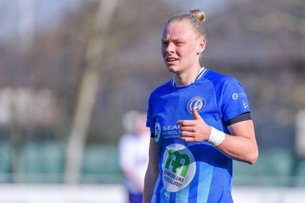 PGB Stadion Ella Van Kerkhoven (3) of AA Gent pictured during a female soccer game between AA Gent Ladies and RSC Anderlecht on the 17th matchday of the 2020 - 2021 season of Belgian Scooore Womens Super League , saturday 20 th of March 2021 in Oostakker , Belgium . PHOTO SPORTPIX.BE SPP STIJN AUDOOREN Sportpix.be SPP Stijn Audooren BELGIUM SOCCER WOMEN SUPERLEAGUE D17 GENT VS ANDERLECHT 