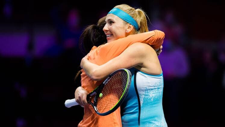 Mandatory Credit: Photo by Rob Prange Shutterstock (11803322l) Nadija Kichenok of Ukraine & Raluca Olaru of Romania reacts to winning the doubles final of the 2021 St. Petersburg Ladies Trophy WTA, Tennis Damen 500 tournament WTA St Petersburg Ladies Trophy, Tennis, St Petersburg, Russia - 21 Mar 2021 WTA St Petersburg Ladies Trophy, Tennis, St Petersburg, Russia - 21 Mar 2021  Copyright: xRobxPrange Shutterstockx 11803322l