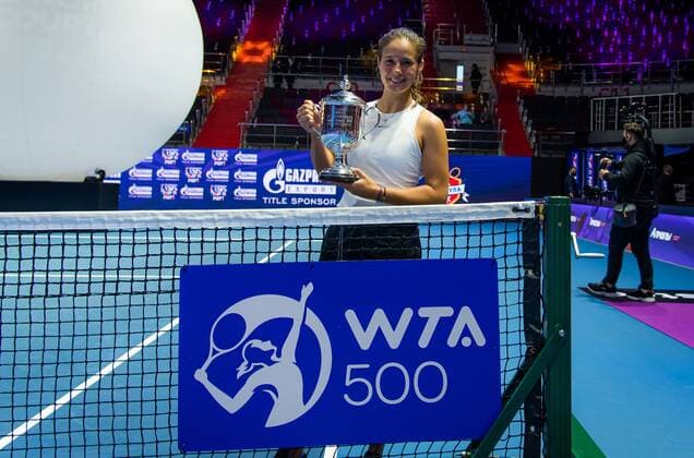 Mandatory Credit: Photo by Rob Prange Shutterstock (11803322ae) Daria Kasatkina of Russia with the champions trophy after winning the final of the 2021 St. Petersburg Ladies Trophy WTA, Tennis Damen 500 tournament WTA St Petersburg Ladies Trophy, Tennis, St Petersburg, Russia - 21 Mar 2021 WTA St Petersburg Ladies Trophy, Tennis, St Petersburg, Russia - 21 Mar 2021  Copyright: xRobxPrange Shutterstockx 11803322ae