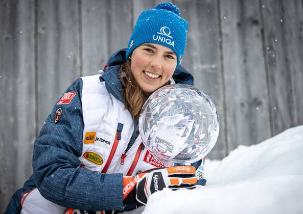 ALPINE SKIING - FIS WC Final Lenzerheide LENZERHEIDE,SWITZERLAND,21.MAR.21- ALPINE SKIING - FIS World Cup Final, giant slalom, ladies. Image shows Petra Vlhova (SVK). Keywords: crystal globe. GEPAxpictures xHaraldxSteiner