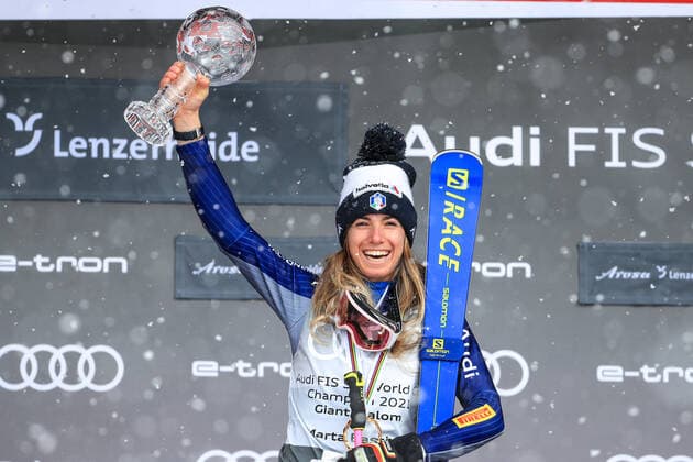ALPINE SKIING - FIS WC Final Lenzerheide LENZERHEIDE,SWITZERLAND,21.MAR.21- ALPINE SKIING - FIS World Cup Final, giant slalom, ladies. Image shows Marta Bassino (ITA). Keywords: crystal globe. GEPAxpictures xMarioxBuehner