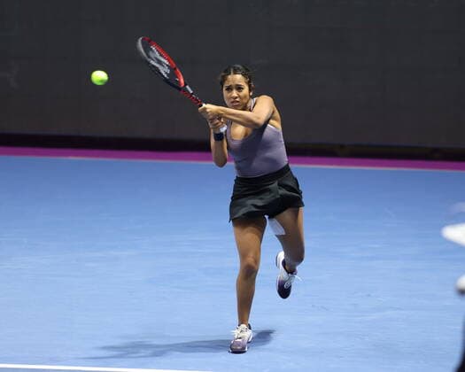 March 21, 2021, Saint Petersburg, Russia: Sabrina Santamaria of USA playing against Nadiia Kichenok of Ukraine and Raluca Olaru of Romania during the St. Petersburg Ladies Trophy 2021 tennis tournament at Sibur Arena..Final score: Saint Petersburg Russia - ZUMAs197 20210321_zaa_s197_166 Copyright: xMaksimxKonstantinovx