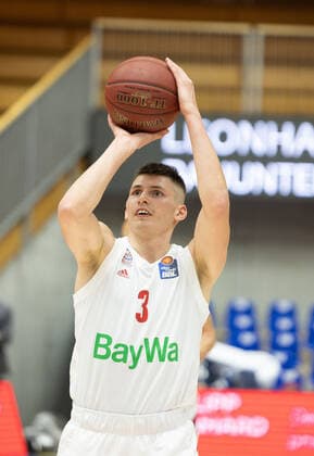 David Krämer FC Bayern Munich, 2 ¨¨HAKRO Merlins Crailsheim vs FC Bayern Munich, Basketball, Bundesliga, easy credit BBL, Spieltag 24, Spielzeit 2020 2021, 21 03 2021, ¨¨ HAKRO Merlins Crailsheim vs FC Bayern Munich, Basketball, Bundesliga, easy credit BBL, Spieltag 24, Spielzeit 2020 2021, 21 03 2021 Ilshofen. Copyright: xNinaxSander xEibnerxPressefotoxIx EP_NSR