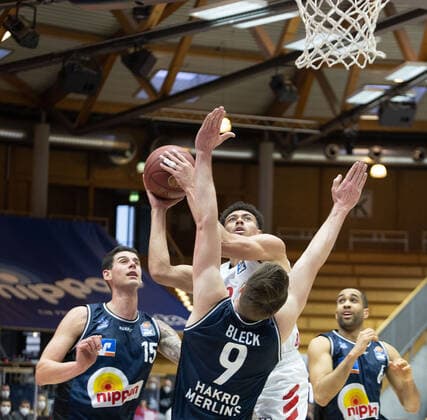 Bogdan Radoslavjevic Hakro Merlins, 15 ¨Wade Baldwin Fc Bayern Munich, 2 Fabian Bleck Hakro Merlins, 9 ¨¨¨HAKRO Merlins Crailsheim vs FC Bayern Munich, Basketball, Bundesliga, easy credit BBL, Spieltag 24, Spielzeit 2020 2021, 21 03 2021, ¨¨HAKRO Merlins Crailsheim vs FC Bayern Munich, Basketball, Bundesliga, easy credit BBL, Spieltag 24, Spielzeit 2020 2021, 21 03 2021 Ilshofen. Copyright: xNinaxSander xEibnerxPressefotoxIx EP_NSR