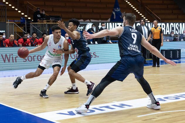 Wade Baldwin Fc Bayern Munich, 2 Trae Bell Haynes Hakro Merlins, 2 Fabian Bleck Hakro Merlins, 9 ¨¨¨HAKRO Merlins Crailsheim vs FC Bayern Munich, Basketball, Bundesliga, easy credit BBL, Spieltag 24, Spielzeit 2020 2021, 21 03 2021, ¨¨HAKRO Merlins Crailsheim vs FC Bayern Munich, Basketball, Bundesliga, easy credit BBL, Spieltag 24, Spielzeit 2020 2021, 21 03 2021 Ilshofen. Copyright: xNinaxSander xEibnerxPressefotoxIx EP_NSR