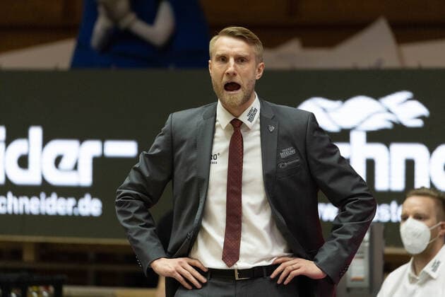 Tuomas Iisalo Hakro Merlins, Head Coach ¨¨¨HAKRO Merlins Crailsheim vs FC Bayern Munich, Basketball, Bundesliga, easy credit BBL, Matchday 24, Season 2020 2021, 21 03 2021, ¨¨ HAKRO Merlins Crailsheim vs FC Bayern Munich, Basketball, Bundesliga, easy credit BBL, Matchday 24, Season 2020 2021, 21 03 2021 Ilshofen. Copyright: xNinaxSander xEibnerxPressefotoxIx EP_NSR