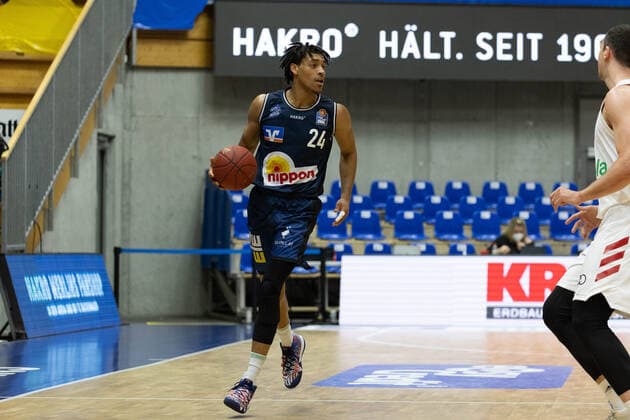 Jeremy Jones Hakro Merlins, 24 ¨¨¨HAKRO Merlins Crailsheim vs FC Bayern Munich, Basketball, Bundesliga, easy credit BBL, Spieltag 24, Spielzeit 2020 2021, 21 03 2021, ¨¨ HAKRO Merlins Crailsheim vs FC Bayern Munich, Basketball, Bundesliga, easy credit BBL, Spieltag 24, Spielzeit 2020 2021, 21 03 2021 Ilshofen. Copyright: xNinaxSander xEibnerxPressefotoxIx EP_NSR