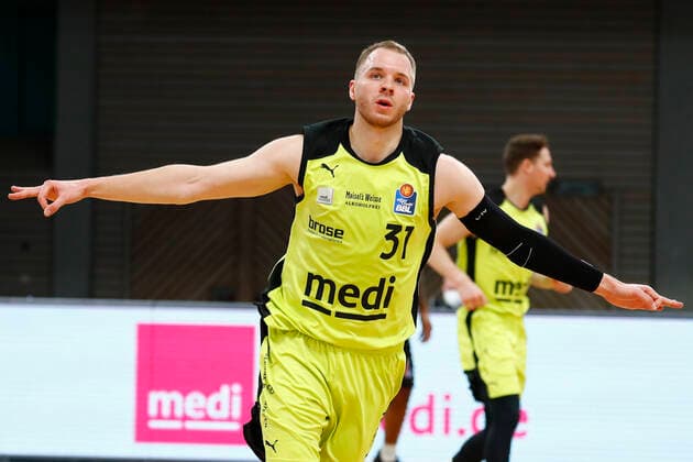 24 Matchday of the easyCredit BBL Basketball Bundesliga on 21 March 2021in the Oberfrankenhalle in Bayreuth Bavaria Germany season 2020 2021 Medi Bayreuth against NINERS Chemnitz Osvaldas Olisevicius Medi Bayreuth 31