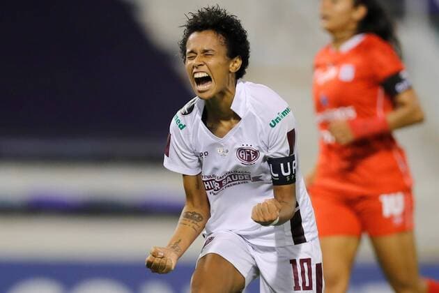 Bilder des Jahres 2021, Sport 03 März Sport Themen der Woche KW11 Sport Bilder des Tages Aline Milene of Ferroviaria celebrates after scoring against America during the Women s Copa Libertadores final soccer match in Buenos Aires, Argentina, 21 March 2021. Ferroviaria vs. America !ACHTUNG: NUR REDAKTIONELLE NUTZUNG!  Copyright: xJuanxIgnacioxRoncoronixPOOLx AMDEP800 20210322-637519816436792561