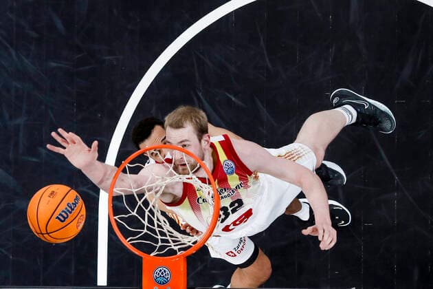 32 Tryggvi Hlinason Casademont Zaragoza Basketball Champions League 2020 21, Playoffs Matchday 8, Brose Bamberg Casademont Zaragoza 23 03 2021, Bamberg, Brose Arena Copyright: DanielxLöb