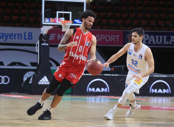 23 03 2021, BBL, FC Bayern Basketball vs Mitteldeutscher BC, Audi Dome, Munich, in picture Nick Weiler Babi FCB Basketball vs Roko Logic Mitteldeutscher BC