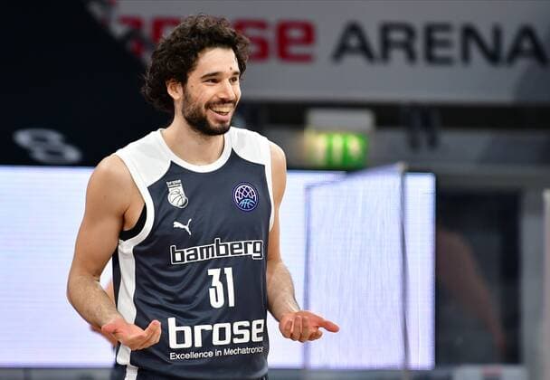 BAMBERG 23 03 2021 Basketball Season 2020 21 Basketball Champions League Brose Bamberg Casademont Zaragoza Michele Vitali 31, Brose Bamberg happy photo Hans Martin Issler isslerimages Brose Bamberg Casademont Zaragoza