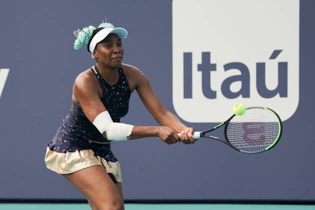 MIAMI GARDENS, FL - MARCH 23: Venus Williams (USA) during her qualifying second round match of the Miami Open on March 23, 2021, at Hard Rock Stadium in Miami Gardens, FL. (Photo by Michele Eve Sandberg Icon Sportswire) TENNIS: MAR 23 Miami Open Icon21032397