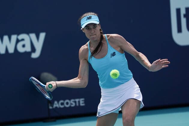 MIAMI GARDENS, FL - MARCH 23: Soran Cirstea (ROU) during her qualifying second round match of the Miami Open on March 23, 2021, at Hard Rock Stadium in Miami Gardens, FL. (Photo by Michele Eve Sandberg Icon Sportswire) TENNIS: MAR 23 Miami Open Icon21032357