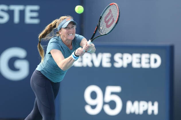 March 23, 2021, Miami Gardens, Florida, United States Of America: MIAMI GARDENS, FL - MARCH 23: Madison Brengle seen playing on day 2 of the Miami Open on March 23, 2021 at Hard Rock Stadium in Miami Gardens, Florida...People: Madison Brengle Miami Gardens United States Of America - ZUMAs214 20210323_zda_s214_098 Copyright: xSMGx
