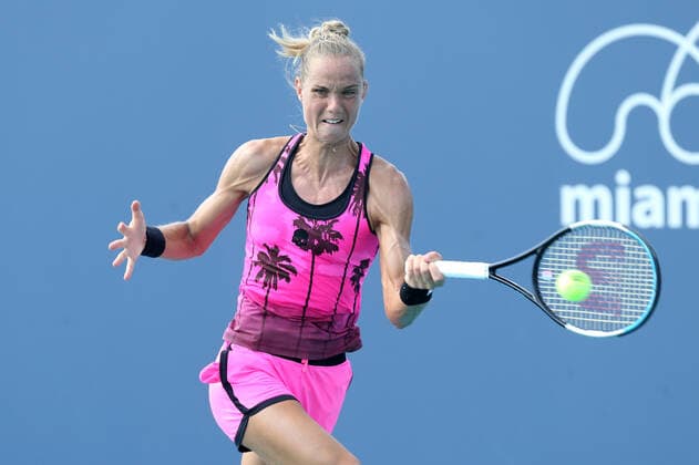 March 23, 2021, Miami Gardens, Florida, United States Of America: MIAMI GARDENS, FL - MARCH 23: Arantxa Rus seen playing on day 2 of the Miami Open on March 23, 2021 at Hard Rock Stadium in Miami Gardens, Florida...People: Arantxa Rus Miami Gardens United States Of America - ZUMAs214 20210323_zda_s214_115 Copyright: xSMGx