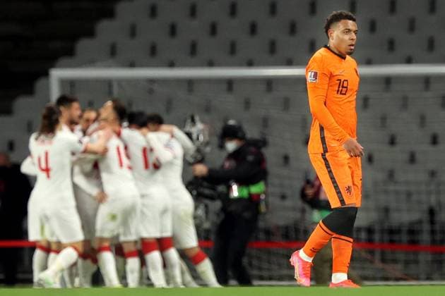 ISTANBUL, 24-03-2021, Ataturk Olympic Stadium. European Qualifiers Group G for the FIFA World Cup, WM, Weltmeisterschaft, Fussball 2022. Turkey - Netherlands. Netherlands player Donyell Malen dejected after the 2-0 Turkey - Netherlands  x11217211x Copyright:
