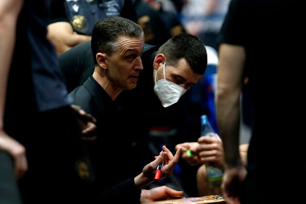 24 03 2021, easyCredit Basketball Bundesliga, BBL, season 2020 2021, men, Chemnitz Niners Basketball Löwen Braunschweig Pete Strobl Headcoach , Basketball Löwen Braunschweig Chemnitz Messe Chemnitz Sachsen Germany