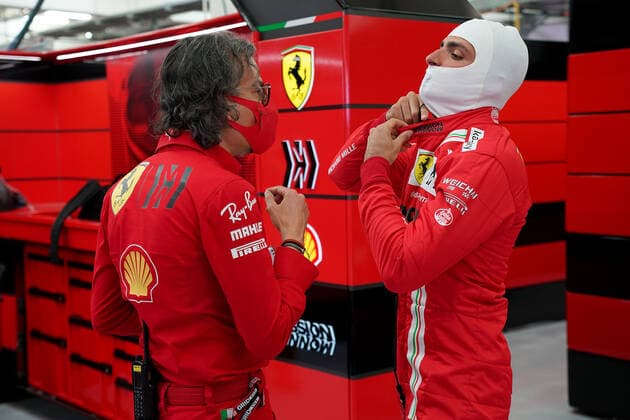 F1 Grand Prix of Bahrain Laurent Mekies (FRA, Scuderia Ferrari Mission Winnow), 55 Carlos Sainz (ESP, Scuderia Ferrari Mission Winnow), F1 Grand Prix of Bahrain at Bahrain International Circuit on March 25, 2021 in Sakhir, Bahrain. (Photo by COLOMBO IMAGES FIA Pool via HOCH ZWEI) Sakhir Bahrain Poolfoto HOCH ZWEI Pool COLOMBO IMAGES ,EDITORIAL USE ONLY