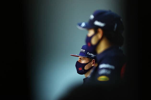 F1 Grand Prix of Bahrain 33 Max Verstappen (NED, Red Bull Racing), 11 Sergio Perez (MEX, Red Bull Racing), F1 Grand Prix of Bahrain at Bahrain International Circuit on March 25, 2021 in Sakhir, Bahrain. (Photo by Dan Istitene Formula 1 Getty Images FIA Pool via HOCH ZWEI) Sakhir Bahrain International Circuit Bahrain Poolfoto HOCH ZWEI Pool Formula 1 via Get ,EDITORIAL USE ONLY