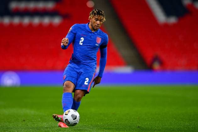 London, England, March 25th 2021: Reece James (England 2) controls the ball during the World Cup 2022 Qualification match between England and San Marino at Wembley Stadium in London, England. 2022 World Cup Qualifiers - England V San Marino 