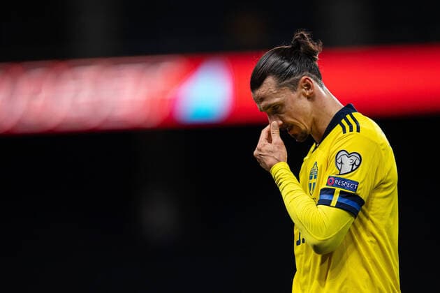 210325 Zlatan Ibrahimovic of Sweden looks dejected during the FIFA World Cup Qualifier football match between Sweden and Georgia on March 25, 2021 in Stockholm Photo Joel Marklund BILDBYRAN kod JM JM0097 bbeng fotboll football soccer fotball vm kval kval fifa world cup qualifier qualifier landskamp sverige sweden sverige a georgia georgien depp,  Copyright: JOELxMARKLUND BB210325JM166