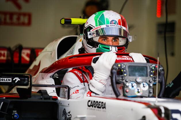 GIOVINAZZI Antonio (ita), Alfa Romeo Racing ORLEN C41, portrait garage, box, during Formula 1 Gulf Air Bahrain Grand Prix 2021 from March 26 to 28, 2021 on the Bahrain International Circuit, in Sakhir, Bahrain - Photo Florent Gooden DPPI FORMULE 1 : Grand prix du Bahrein - Sakhir - 26 03 2021 DPPI Panoramic 