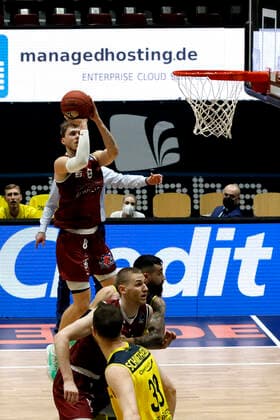 26 03 2021, easyCredit Basketball Bundesliga, BBL, season 2020 2021, men, Chemnitz Niners EWE Basket Oldenburg Jan Niklas Wimberg, Niners Chemnitz Chemnitz Fair Chemnitz Saxony Germany