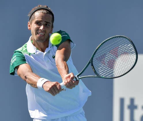 March 26, 2021, Miami Gardens, Florida, United States Of America: MIAMI GARDENS, FLORIDA - MARCH 26: Felix Auger-Aliassime of Canada defeats Pierre-Hugues Herbert of France on Day 5 of the 2021 Miami Open on March 26, 2021 in Miami Gardens, Florida...People: Pierre-Hugues Herbert Miami Gardens United States Of America - ZUMAs214 20210326_zda_s214_180 Copyright: xSMGx