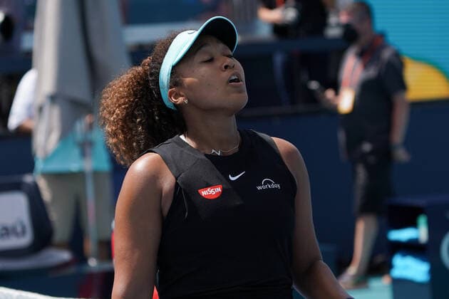 MIAMI GARDENS, FL - MARCH 26: Naomi Osaka (JPN) wins her match during the second round match of the Miami Open on March 26, 2021, at Hard Rock Stadium in Miami Gardens, Florida. (Photo by Michele Eve Sandberg Icon Sportswire) TENNIS: MAR 26 Miami Open Icon2103260341