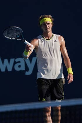 MIAMI GARDENS, FL - MARCH 26: Alexander Zverev (GER) reacts to the point during the second round match of the Miami Open on March 26, 2021, at Hard Rock Stadium in Miami Gardens, Florida. (Photo by Michele Eve Sandberg Icon Sportswire) TENNIS: MAR 26 Miami Open Icon2103260466