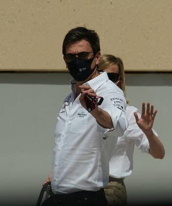Formula 1 Gulf Air Bahrain Grand Prix 2021 27 03 2021, Bahrain International Circuit, Sakhir, Formula 1 Gulf Air Bahrain Grand Prix 2021 ,in the picture Team Principal and Managing Director Toto Wolff Mercedes AMG Petronas F1 Team with his wife Susie nordphotoxGmbHx xBratic nph00250