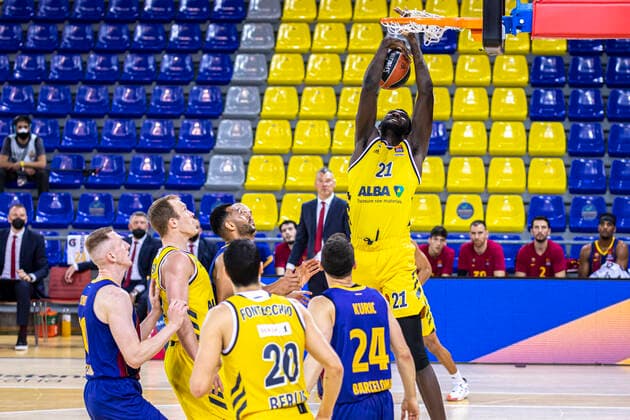 Euroliga F C Barcelona Alba Berlin Temporada Regular 2020 21 Ronda 31 FC BARCELONA 21, KOUMADJE CRISTO, Alba Berlin, , ALBA BERLÍN 26 DE MARZO DE 2021, HORA LOCAL 21 00 PALAU BLAUGRANA Árbitros LATISEVS, OLEGS BISSANG, JOSÉ KARDUM, LUKA Copyright: xBEAUTIFULxSPORTS Cuadradox